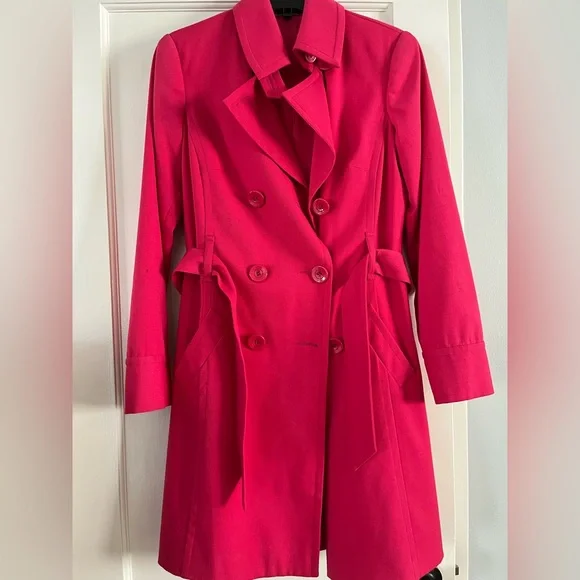 Hot Pink Guess Pink Trench Coat GUESS Hooded Belted Double